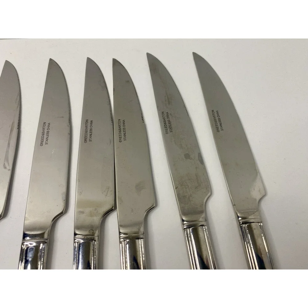 Reed & Barton Manor Park Stainless Steak Knives Lot Of 12 Replacements